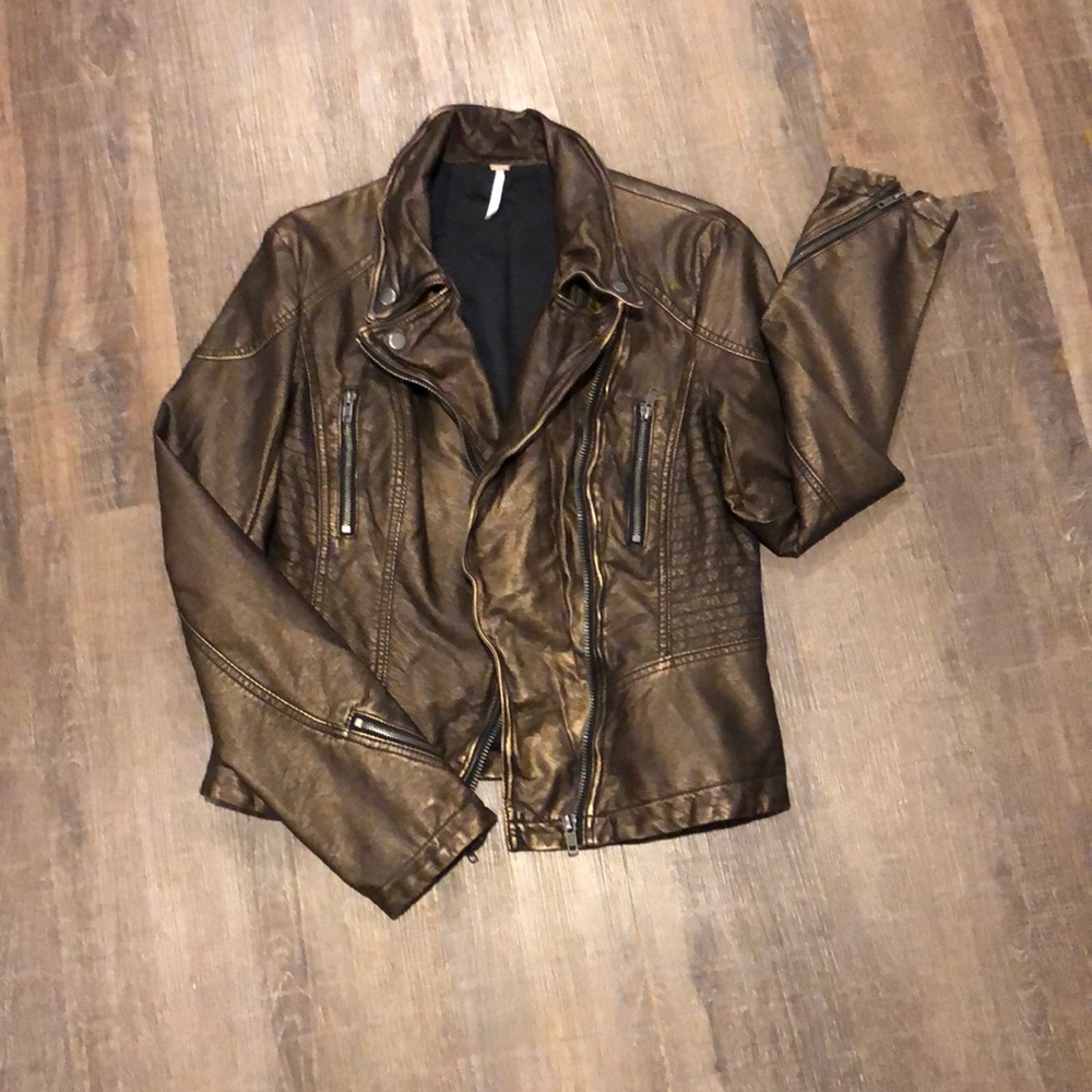 Free People brown Vegan leather jacket